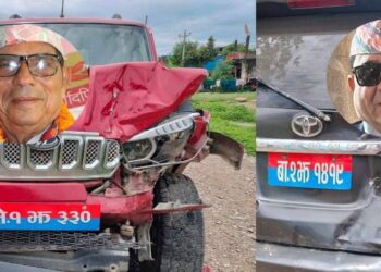 प्रधानमन्त्रीलाई स्वागत गर्न जाँदै गर्दा सुदूरपश्चिमका २ मन्त्रीका गाडी आपसमा ठोक्किए