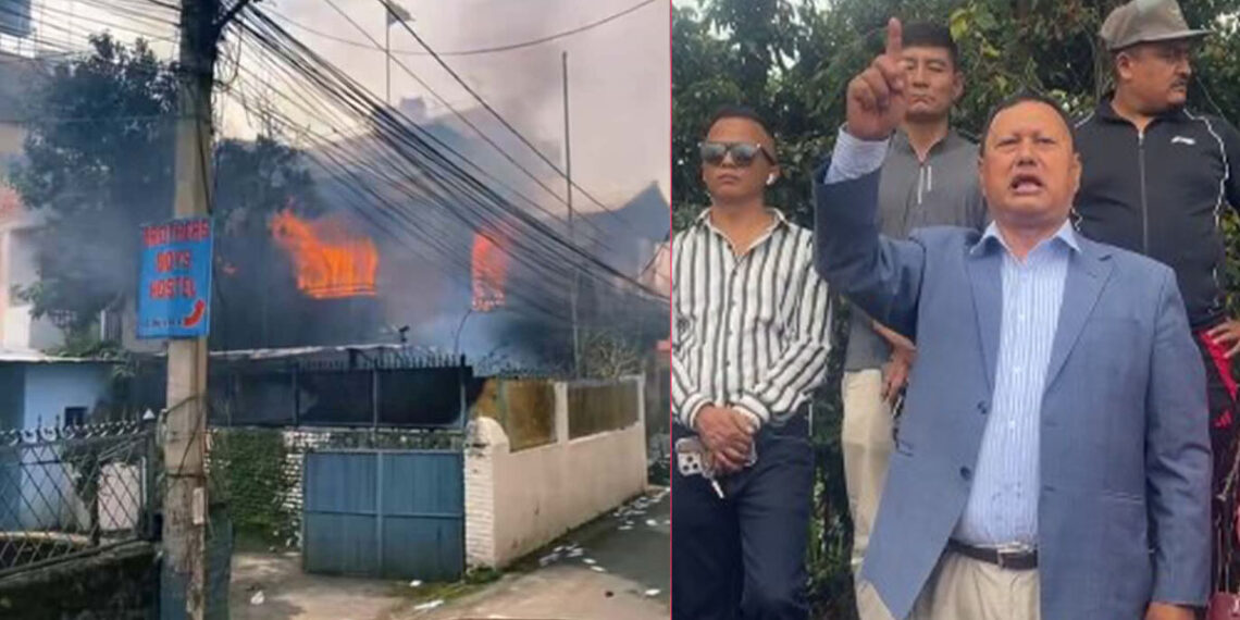 भग्नावशेषमा उभिएर मोहन बस्नेतको भाषण- माओवादीका छाउराले मेरो घर जलाए