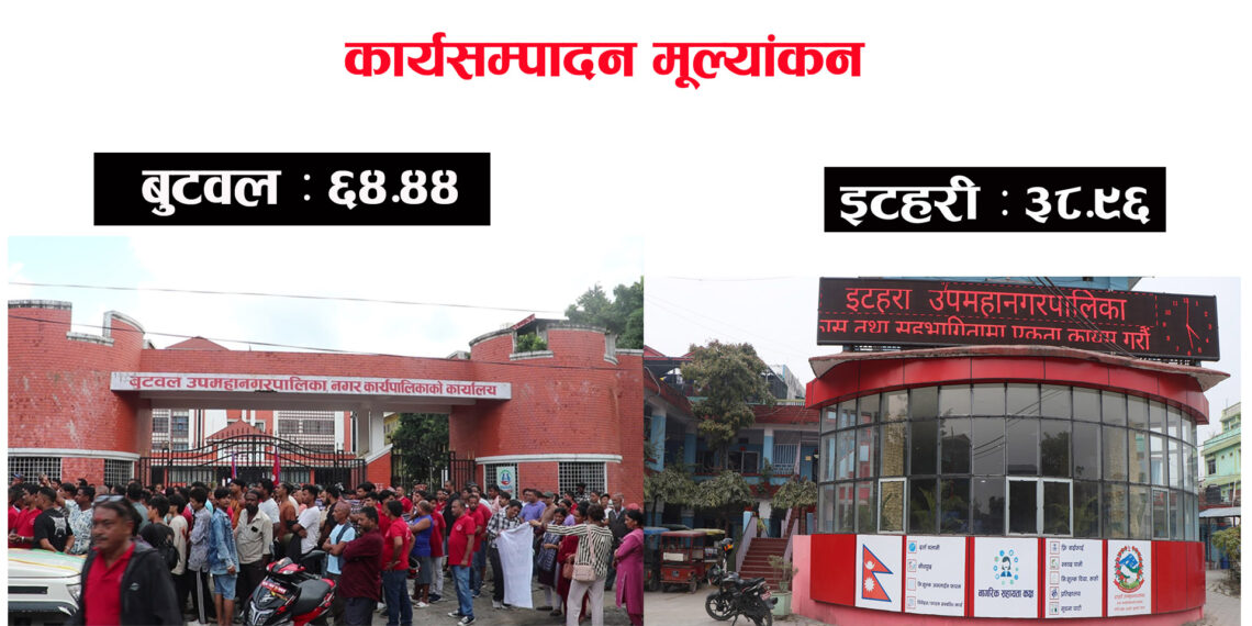 ११ उपमहानगरमध्ये कार्यसम्पादन मूल्यांकनमा बुटवल अगाडि , इटहरी सबैभन्दा कमजाेर (सुचि सहित)